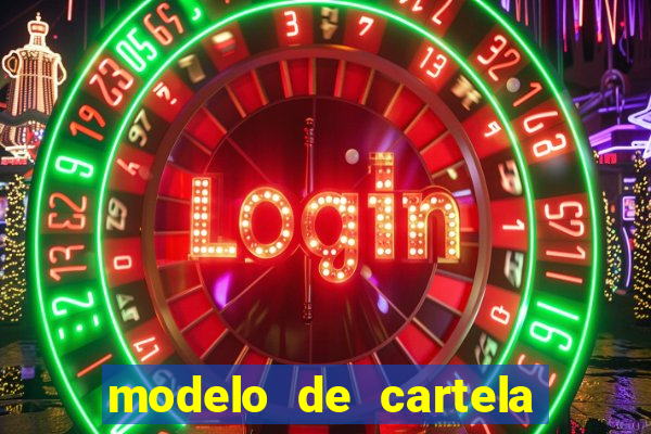 modelo de cartela para bingo